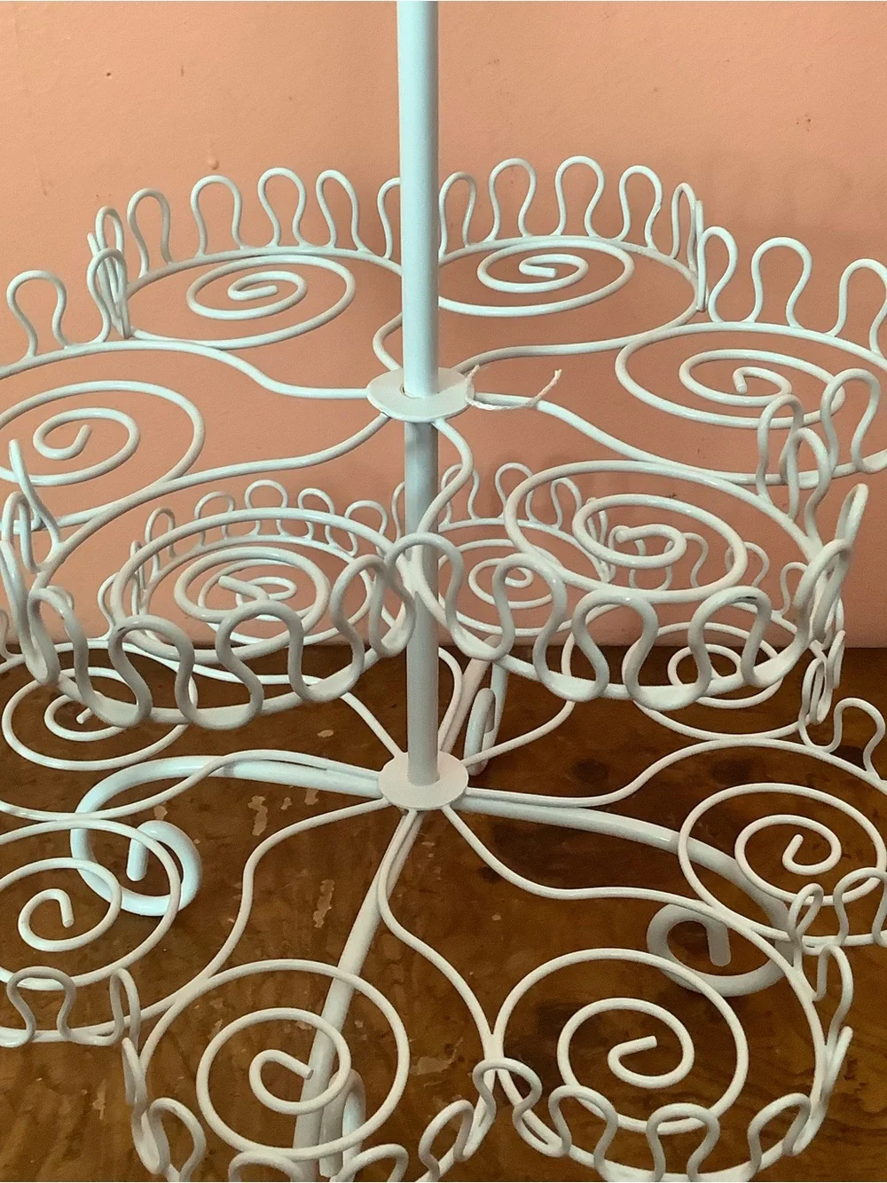 3 Tier Cupcake Muffin Tree Stand Display Holds 18 White Metal Design 20 X 11